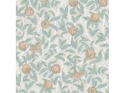 Vliesová tapeta na zeď, modro-zelená, větvičky, ptáci, 124261, William Morris At Home