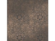 Vliesová tapeta na zeď, černo-bronzová, květiny, listy, 124254, William Morris At Home