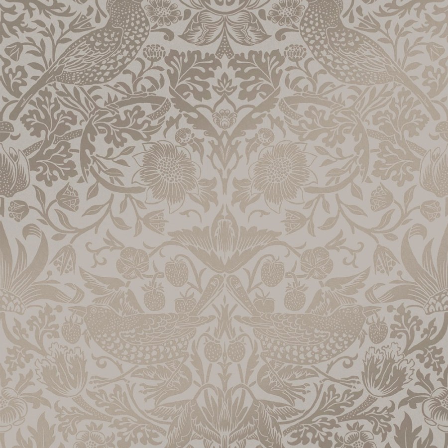 Vliesová tapeta na zeď, šedo-béžová, květiny, ptáci, 124238, William Morris At Home - Vliesové tapety