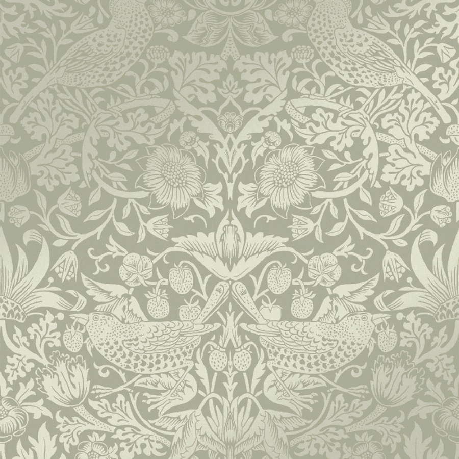 Vliesová tapeta na zeď, zelená, květiny, ptáci, 124237, William Morris At Home - Vliesové tapety