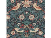 Tapety Yara Tapety dle materiálu Vliesové tapety - Vliesová tapeta na zeď, modrá, květiny, ptáci, 124231, William Morris At Home Vliesová tapeta na zeď, modrá, květiny, ptáci, 124231, William Morris At Home