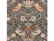 Vliesová tapeta na zeď, šedo-černá, květiny, ptáci, 124230, William Morris At Home
