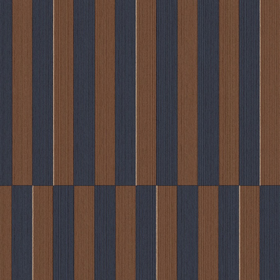Modro-hnědá vliesová pruhovaná retro tapeta na zeď, 333622, Revive, Eijffinger - Vliesové tapety