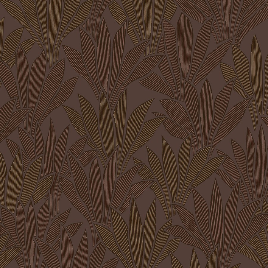 Hnědá vliesová tapeta s listy, 340155, Gilded, Eijffinger - Vliesové tapety