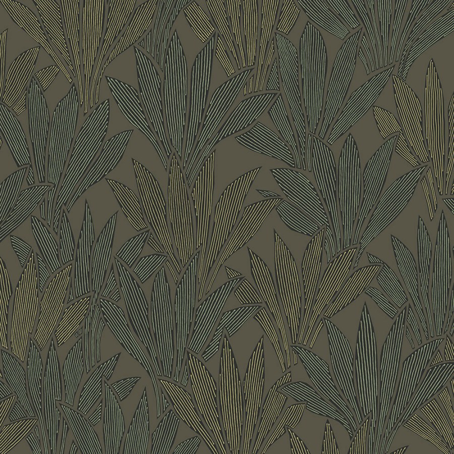 Tapety Yara - Tapety dle materiálu - Vliesové tapety - Šedo-zelená vliesová tapeta s listy, 340152, Gilded, Eijffinger Šedo-zelená vliesová tapeta s listy, 340152, Gilded, Eijffinger - Vliesové tapety