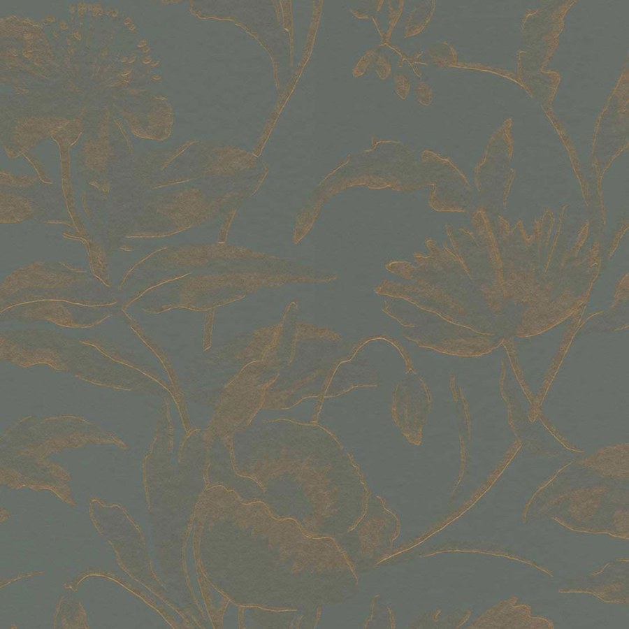 Modro-zelená vliesová květinová tapeta na zeď, 340134, Gilded, Eijffinger - Vliesové tapety