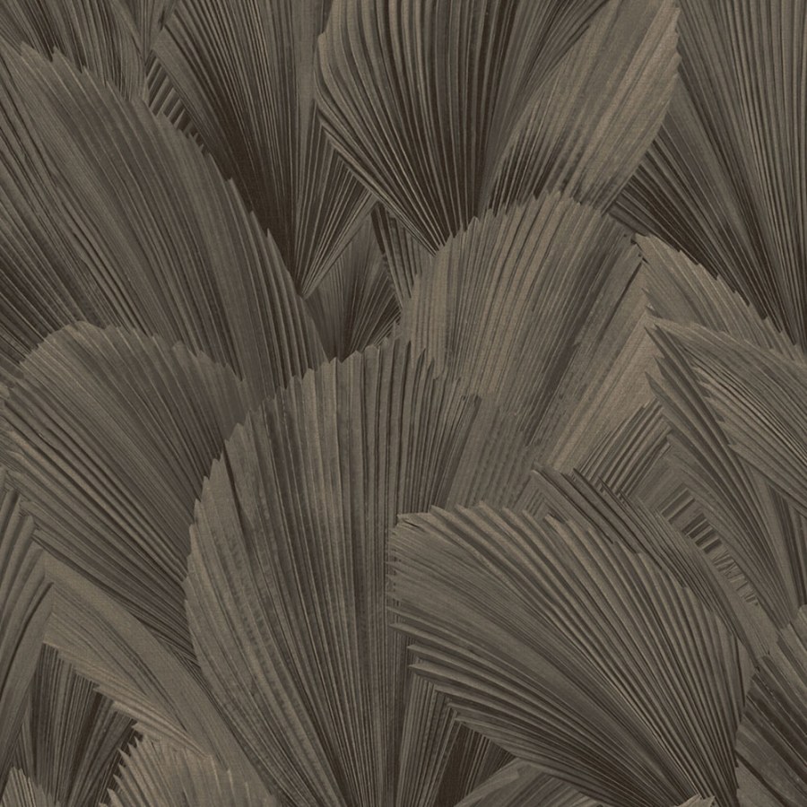 Hnědo-černá vliesová tapeta na zeď, listy, 340126, Gilded, Eijffinger - Vliesové tapety