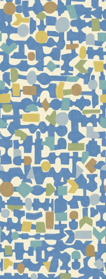 Modrý geometrický vliesový panel na zeď, 323103,1,06x2,8m, Explore, Eijffinger - Dětské tapety