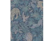 Modrá dětská vliesová tapeta na zeď džungle, 323025, Explore, Eijffinger