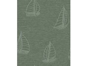 Zelená vliesová tapeta na zeď s plachetnicemi, 323015, Explore, Eijffinger