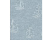 Světle modrá vliesová tapeta na zeď s plachetnicemi, 323013, Explore, Eijffinger