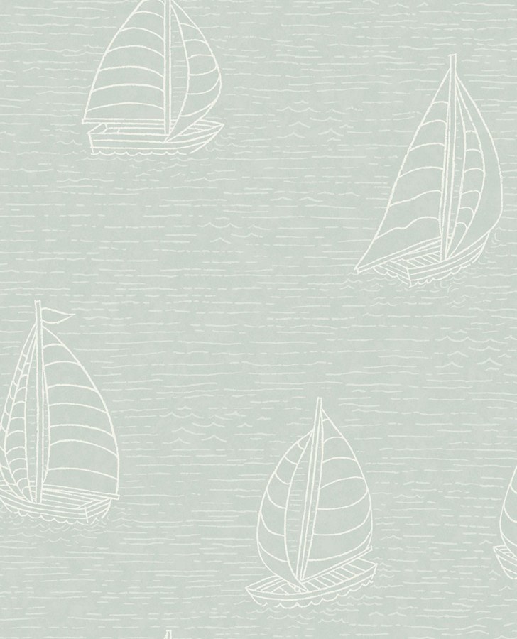 Světle zelená vliesová tapeta na zeď s plachetnicemi, 323012, Explore, Eijffinger - Vliesové tapety