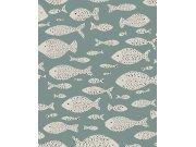 Zelená vliesová tapeta na zeď s rybami, 323005, Explore, Eijffinger