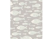 Šedá vliesová tapeta na zeď s rybami, 323003, Explore, Eijffinger
