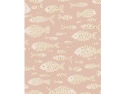 Růžová vliesová tapeta na zeď s rybami, 323001, Explore, Eijffinger