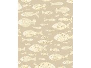Tapety Yara Tapety dle materiálu Vliesové tapety - Béžová vliesová tapeta na zeď s rybami, 323000, Explore, Eijffinger Béžová vliesová tapeta na zeď s rybami, 323000, Explore, Eijffinger