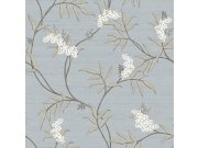 Šedo-modrá vliesová tapeta s rozkvetlými větvičkami, 33306, Tradizioni, Cristiana Masi by Parato