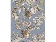 Bledě modrá vliesová tapeta na zeď, rostliny, listy, 26436, Thai, Cristiana Masi by Parato