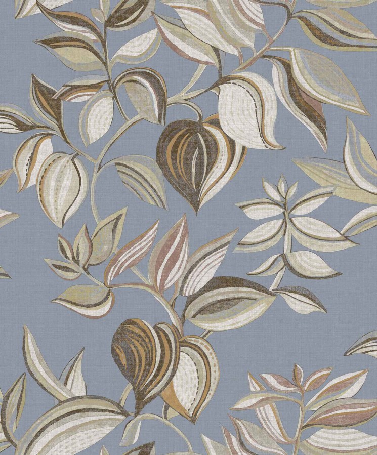 Bledě modrá vliesová tapeta na zeď, rostliny, listy, 26436, Thai, Cristiana Masi by Parato - Vliesové tapety