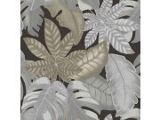 Černá vliesová tapeta na zeď, tropické listy, 26419, Thai, Cristiana Masi by Parato