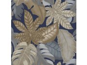 Modrá vliesová tapeta na zeď, tropické listy, 26417, Thai, Cristiana Masi by Parato