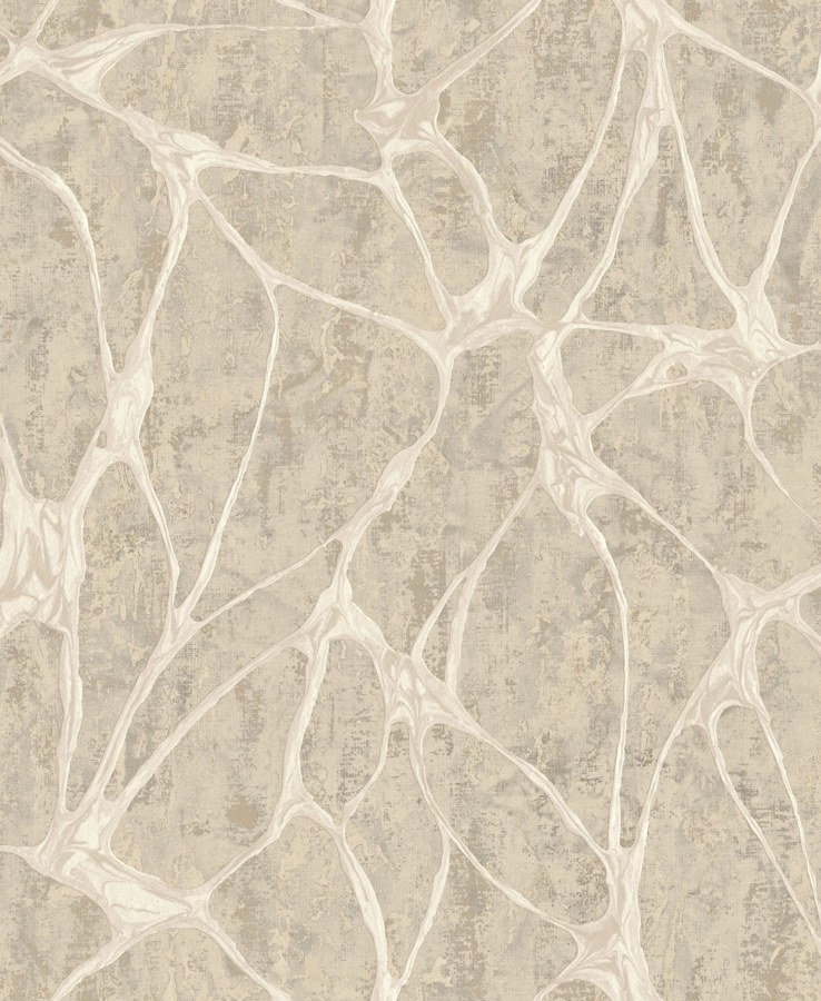 Luxusní béžovo-šedá vliesová tapeta na zeď s výrazným metalickým vzorem, 56823, Aurum II, Limonta - Vliesové tapety