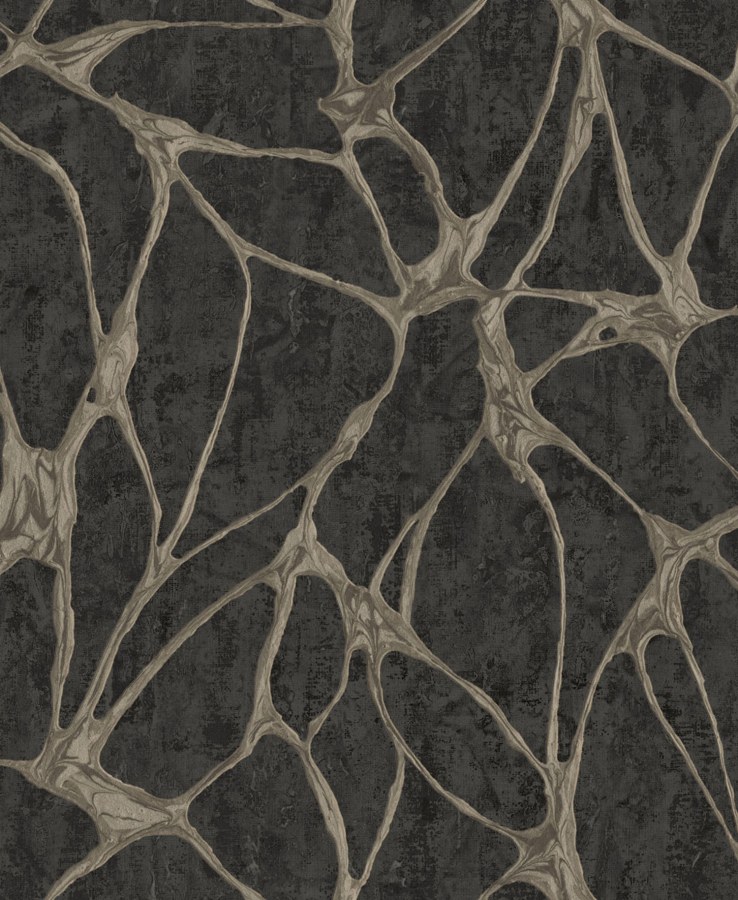 Luxusní černá vliesová tapeta na zeď s výrazným metalickým vzorem, 56808, Aurum II, Limonta - Vliesové tapety