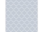 Bledě modrá vliesová tapeta na zeď s bílými ornamenty, 12356, Fiori Country, Parato