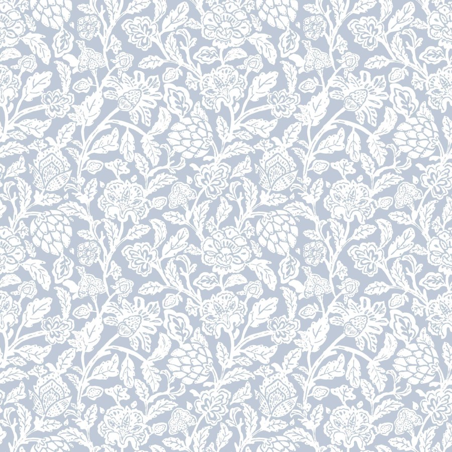 Bledě modrá vliesová květinová tapeta na zeď, 12346, Fiori Country, Parato - Vliesové tapety