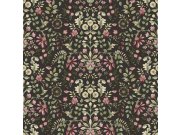 Černá vliesová tapeta na zeď s květinovým ornamentálním vzorem, 12329, Fiori Country, Parato Tapety Yara - Parato by Cristiana Masi