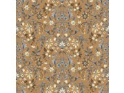 Tmavě okrová vliesová tapeta na zeď s květinovým ornamentálním vzorem, 12327, Fiori Country, Parato