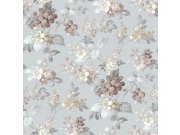 Bledě modrá vliesová květinová tapeta na zeď, 12306, Fiori Country, Parato
