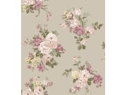 Šedá vliesová tapeta na zeď s květinovým vzorem, 12302, Fiori Country, Parato Tapety Yara - Parato by Cristiana Masi