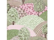 Zeleno-růžová vliesová tapeta na zeď s motivem stromů, 84026, Blooming Garden, Cristiana Masi by Parato