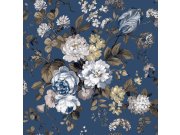 Modrá vliesová květinová tapeta na zeď, 84023, Blooming Garden, Cristiana Masi by Parato