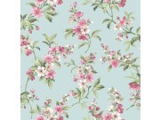 Bledě modrá vliesová květinová tapeta na zeď, 84006, Blooming Garden, Cristiana Masi by Parato
