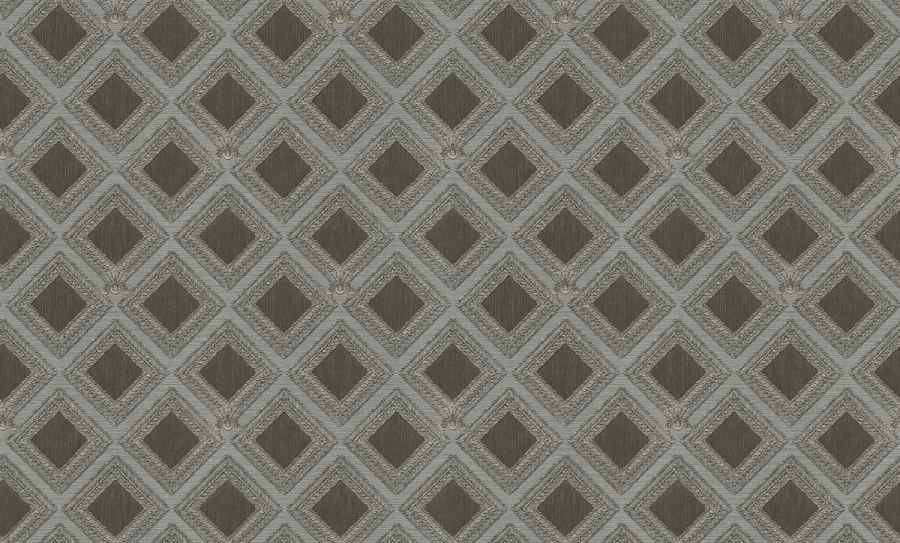 Luxusní hnědo-stříbrná geometrická vliesová tapeta na zeď, GF62061, Gianfranco Ferre´Home N.3, Emiliana Parati