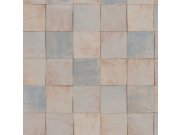 Hnědo-modrá geometrická vliesová tapeta s vinylovým povrchem 45710 Zellige, Marburg