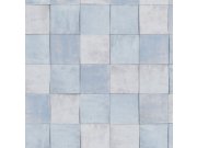 Modro-šedá geometrická vliesová tapeta s vinylovým povrchem 45714 Zellige, Marburg