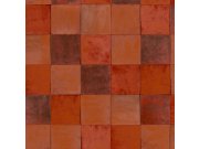 Cihlově červená geometrická vliesová tapeta s vinylovým povrchem 45708 Zellige, Marburg