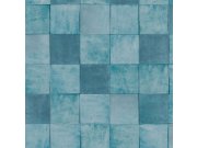 Modrá geometrická vliesová tapeta s vinylovým povrchem 45728 Zellige, Marburg