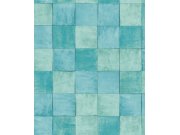 Geometrická vliesová tapeta na zeď, tyrkysová, imitace obkladů, 45720, Naomi, Marburg