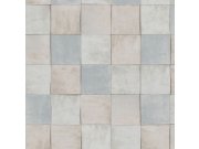 Šedo-modrá geometrická vliesová tapeta s vinylovým povrchem 45709 Zellige, Marburg