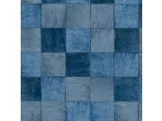 Tmavě modrá geometrická vliesová tapeta s vinylovým povrchem 45713 Zellige, Marburg