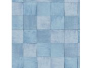 Modrá geometrická vliesová tapeta s vinylovým povrchem 45715 Zellige, Marburg