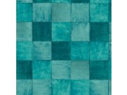 Tyrkysová geometrická vliesová tapeta s vinylovým povrchem 45721 Zellige, Marburg