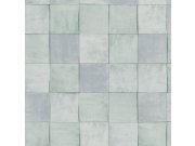 Šedo-zelená geometrická vliesová tapeta s vinylovým povrchem 45725 Zellige, Marburg