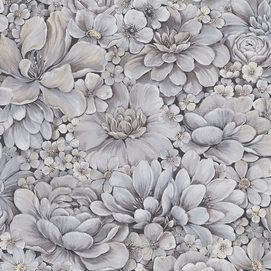 Luxusní šedo-fialová vliesová tapeta s květinami 33955, Botanica, Marburg - Vliesové tapety