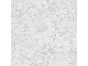 Luxusní šedo-bílá vliesová tapeta s květinami 33952, Botanica, Marburg 