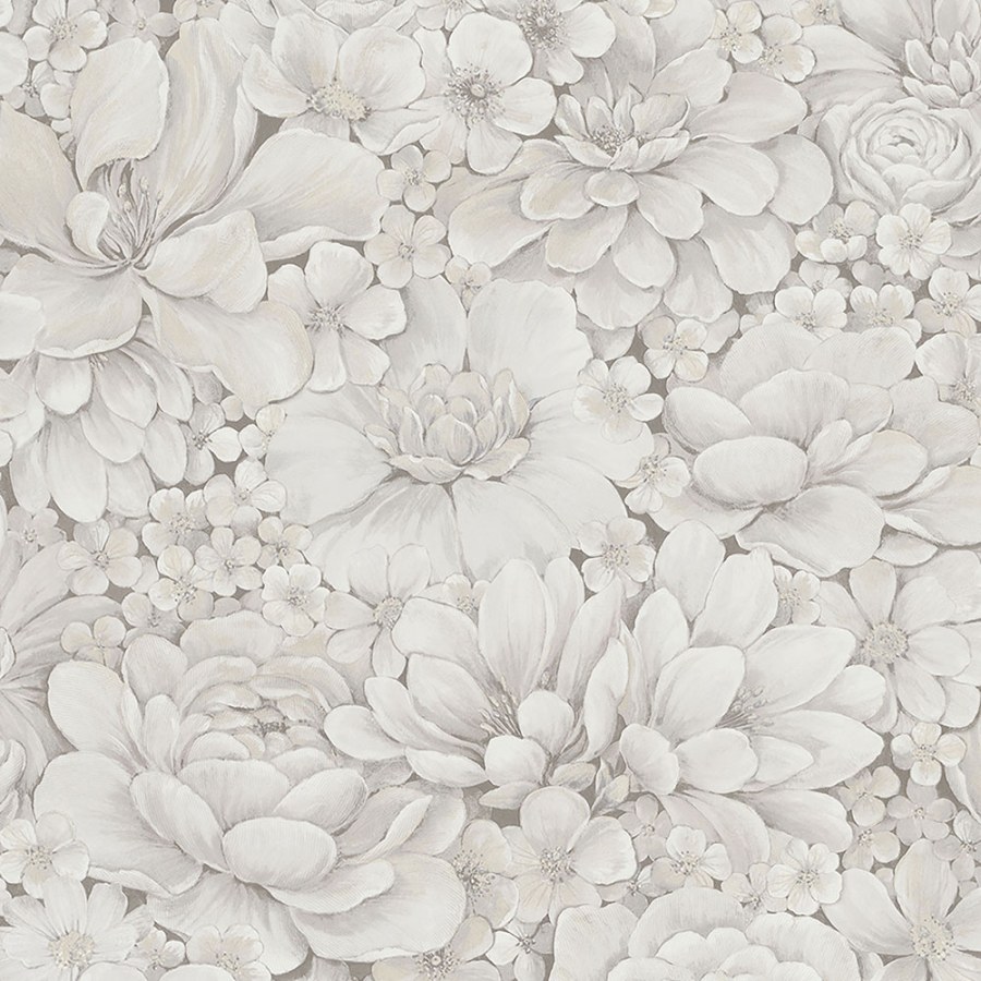 Luxusní šedo-béžová vliesová tapeta s květinami 33951, Botanica, Marburg - Vliesové tapety